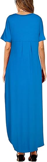 V-neck Casual Loose Long Slit Dress